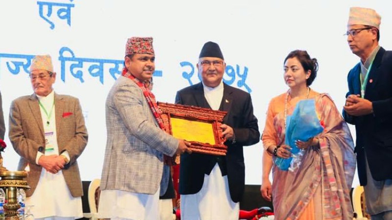 एफएनसीसीआईले दियो नाडालाई उत्कृष्ट वस्तुगत संघको अवार्ड