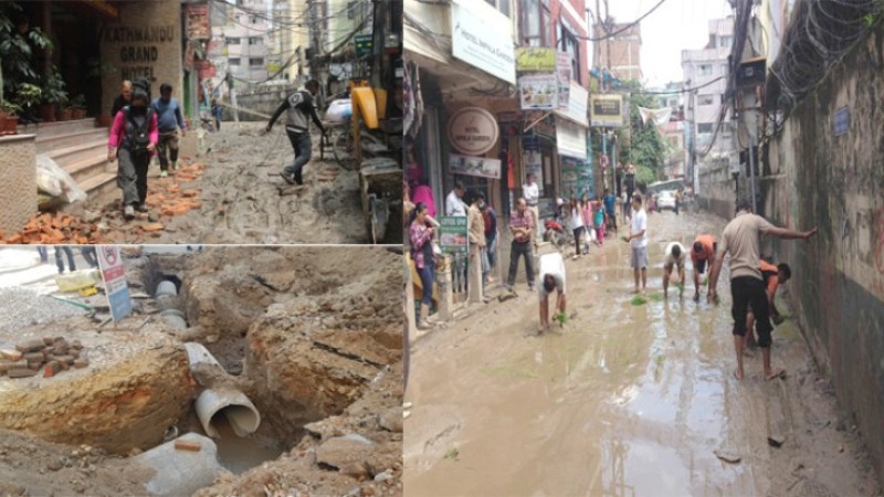 पर्यटकीय नगरी ठमेल: पानी पर्दा हिलै हिलो, घाम लाग्दा धूलै धुलो