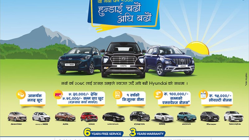 हुन्डाई नयाँ वर्ष योजना सार्वजनिक, एक्सचेन्ज गर्दा १ लाख बोनस पाइने