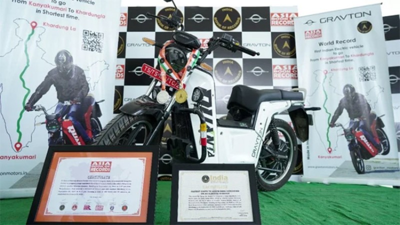 इलेक्ट्रीक मोटरसाइकलमा सात दिनमै ४ हजार ११ किलोमिटर यात्रा