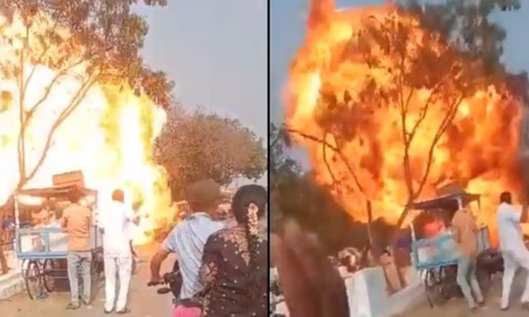 रोयल इनफिल्डमा आगो लाग्दा विस्फोट भएपछि… (भिडियोसहित)_img