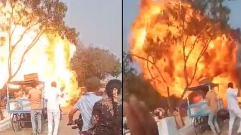 रोयल इनफिल्डमा आगो लाग्दा विस्फोट भएपछि… (भिडियोसहित)