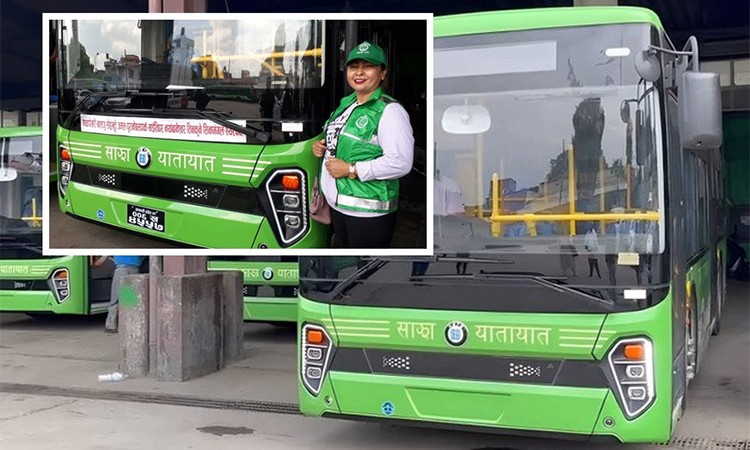 महिला कर्मचारीको ‘कन्ट्रोल’मा साझाका तीन विद्युतीय बस_img