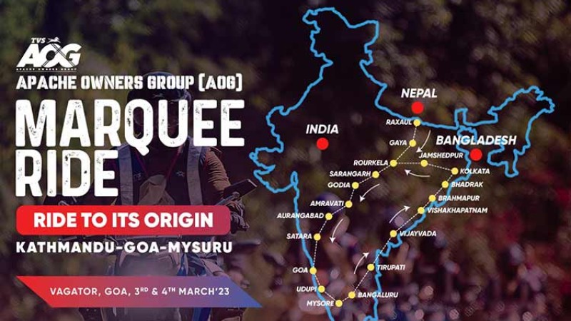 टीभीएसको पहिलो ‘एओजी क्रस बोर्डर राइड’ आयोजना हुँदै, २१ दिन लामो राइड हुने