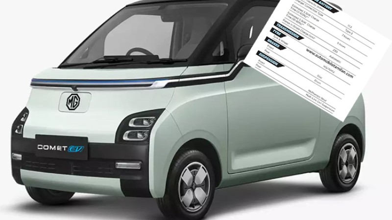 एमजी कोमेट मिनी ईभीको विवरण लिक