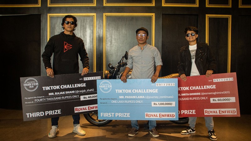 रोयल इनफिल्ड हन्टरको टिकटक बनाएर पदमले जिते १ लाख