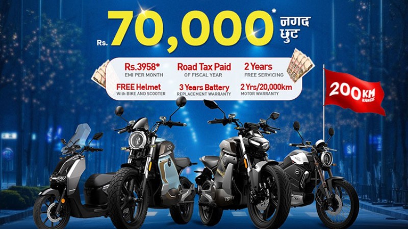 सुपर शोकोका इलेक्ट्रीक मोटरसाइकलमा ७० हजार छुट