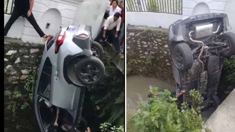 मूलपानीमा पुलबाट खस्यो चिनियाँ दूतावासको कार