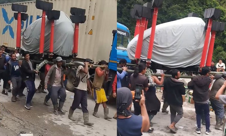 दुई हप्तादेखि बाटो बन्द हुँदा बोकेर ल्याइयो ‘उड्ने कार’_img