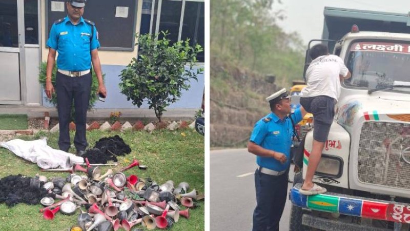 ट्राफिकले झिक्यो १५० सवारीको फग लाइट र प्रेसर हर्न