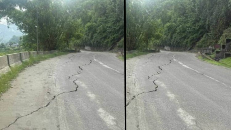 बाढीले कटान गर्दा कृष्णभीरमा सडक भासियो, आवतजावत ठप्प