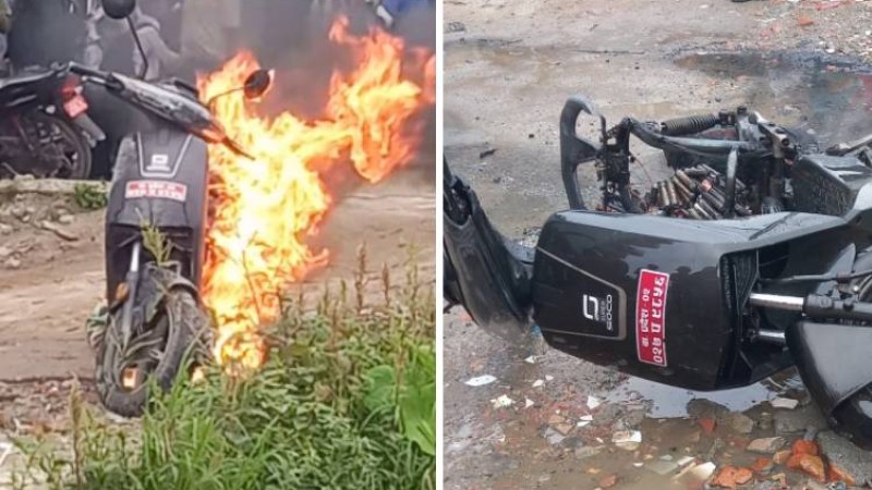 रोकिराखेको सुपर सोको इलेक्ट्रीक स्कुटरमा आगलागी