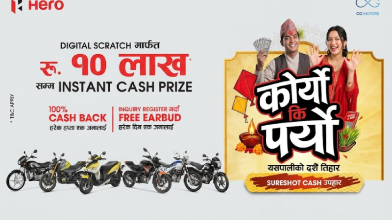 हिरोको मोटरसाइकल र स्कुटर किन्दा १० लाखसम्म नगद पाइने