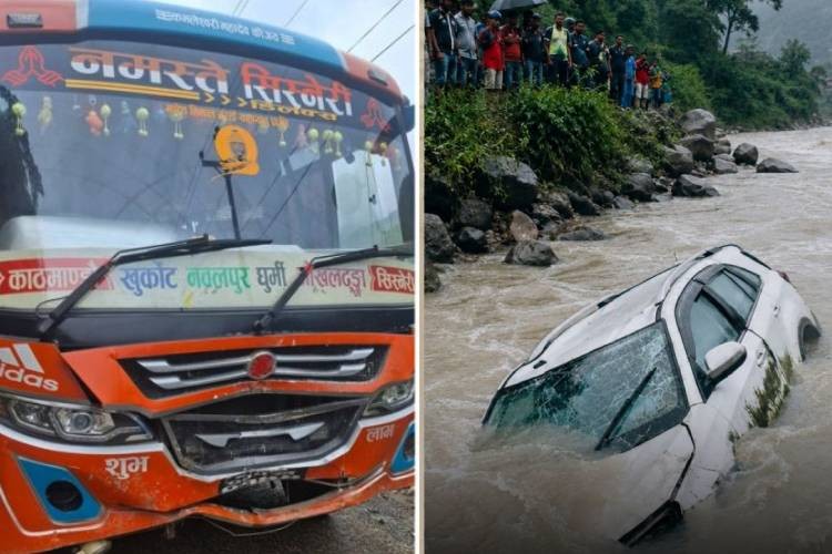 बसले ठक्कर दिँदा सुनकोशी नदीमा खस्यो कार_img